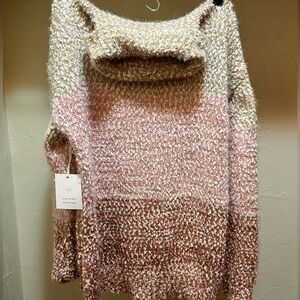 NWT LC Lauren Conrad Women's Cowl Neck Sweater in Pink and Cream super soft